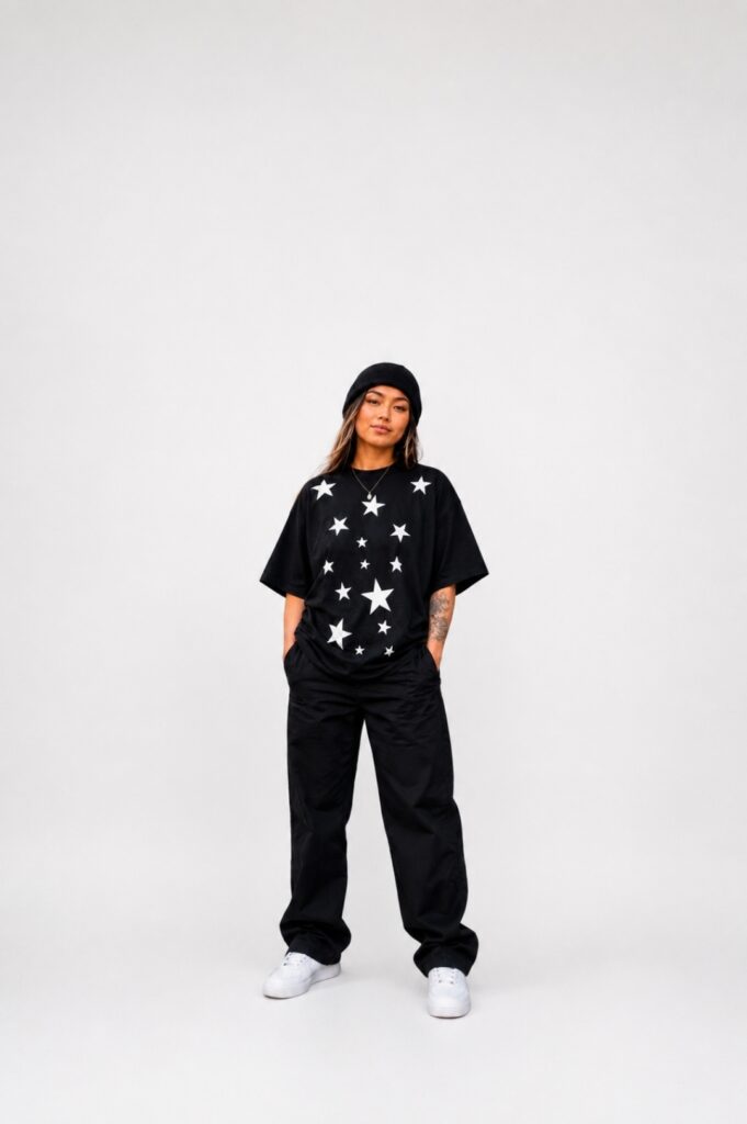 Black Star Pattern Tee